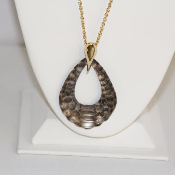 Alexis Bittar Gold Claw Croc-Lucite Drop Necklace - Picture 9 of 13